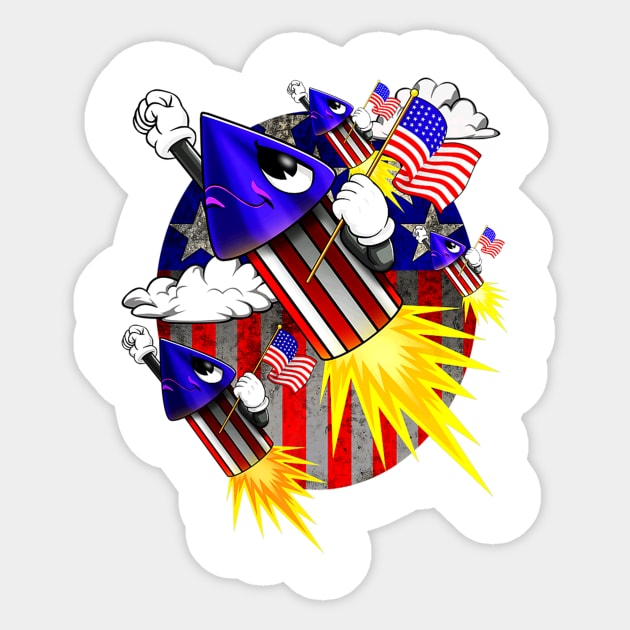 4th Of July American Flag Fireworks Funny Sticker by Macy XenomorphQueen